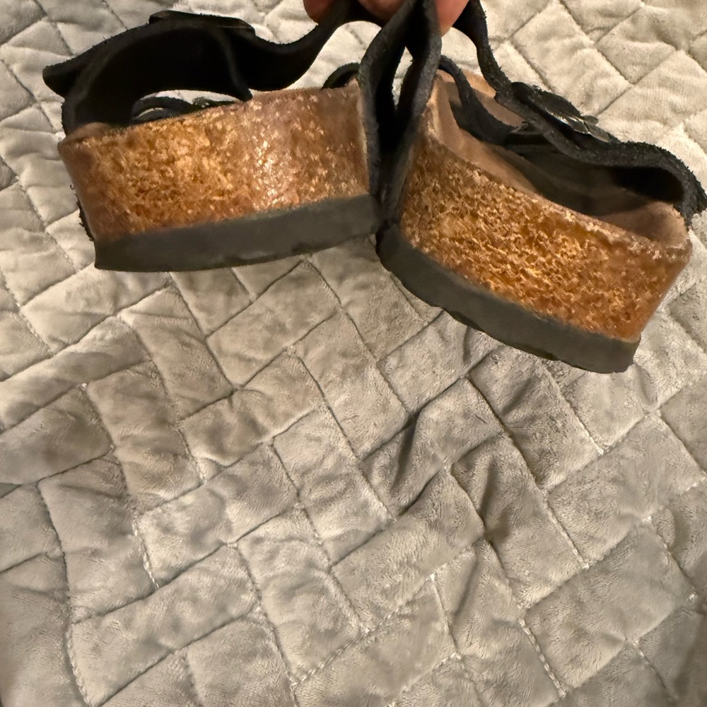 Black Suede Double Buckle Sandals - Picture 6 of 6